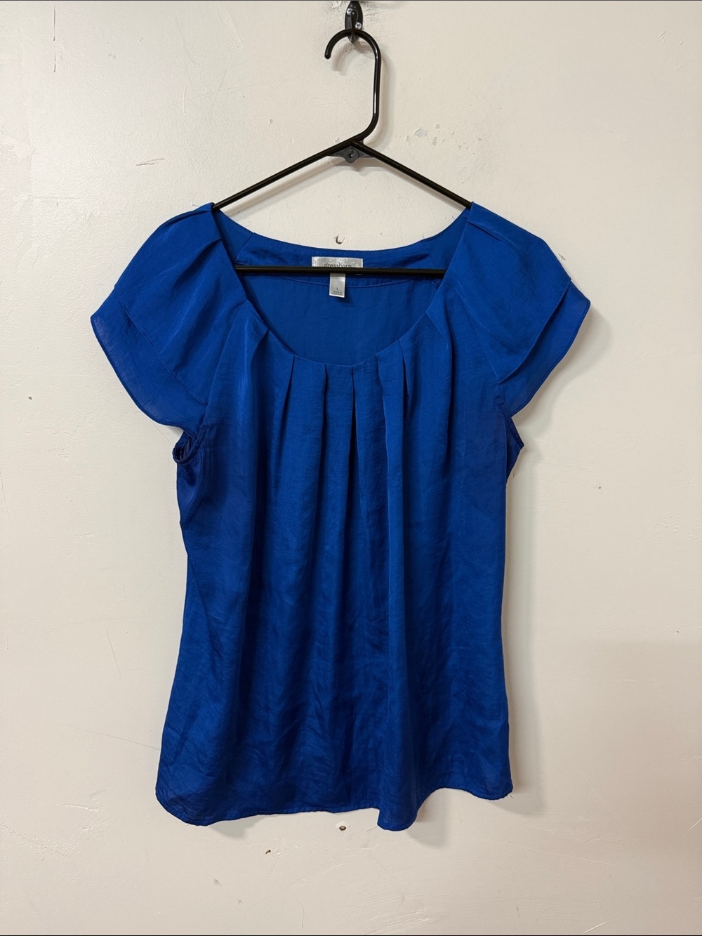dressbarn Cobalt Blue Pleated Scoop Neck Blouse